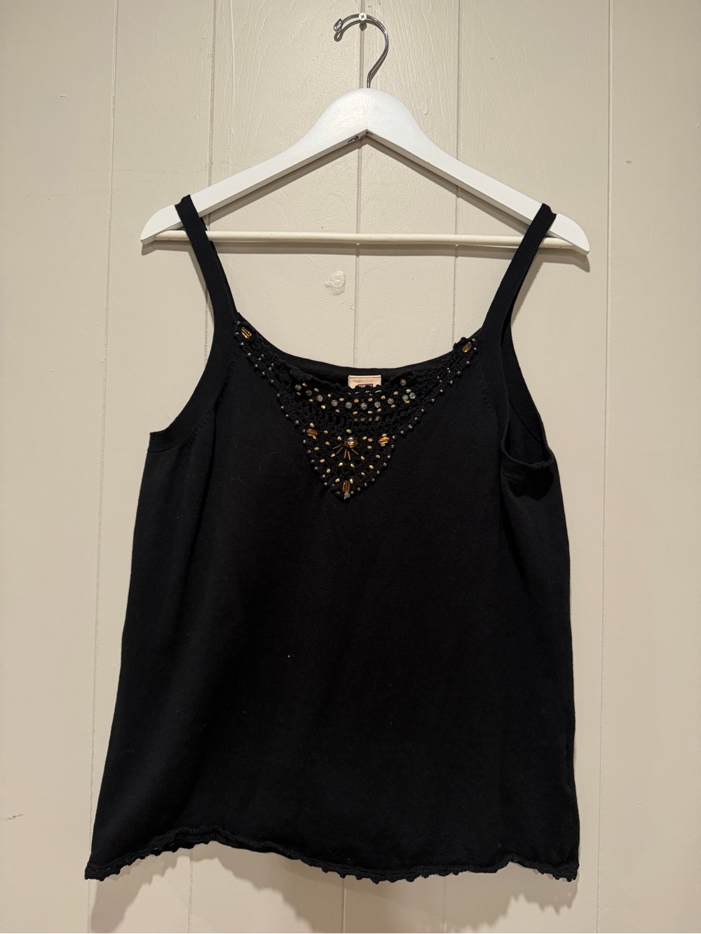 Faded Glory Black Beaded Camisole